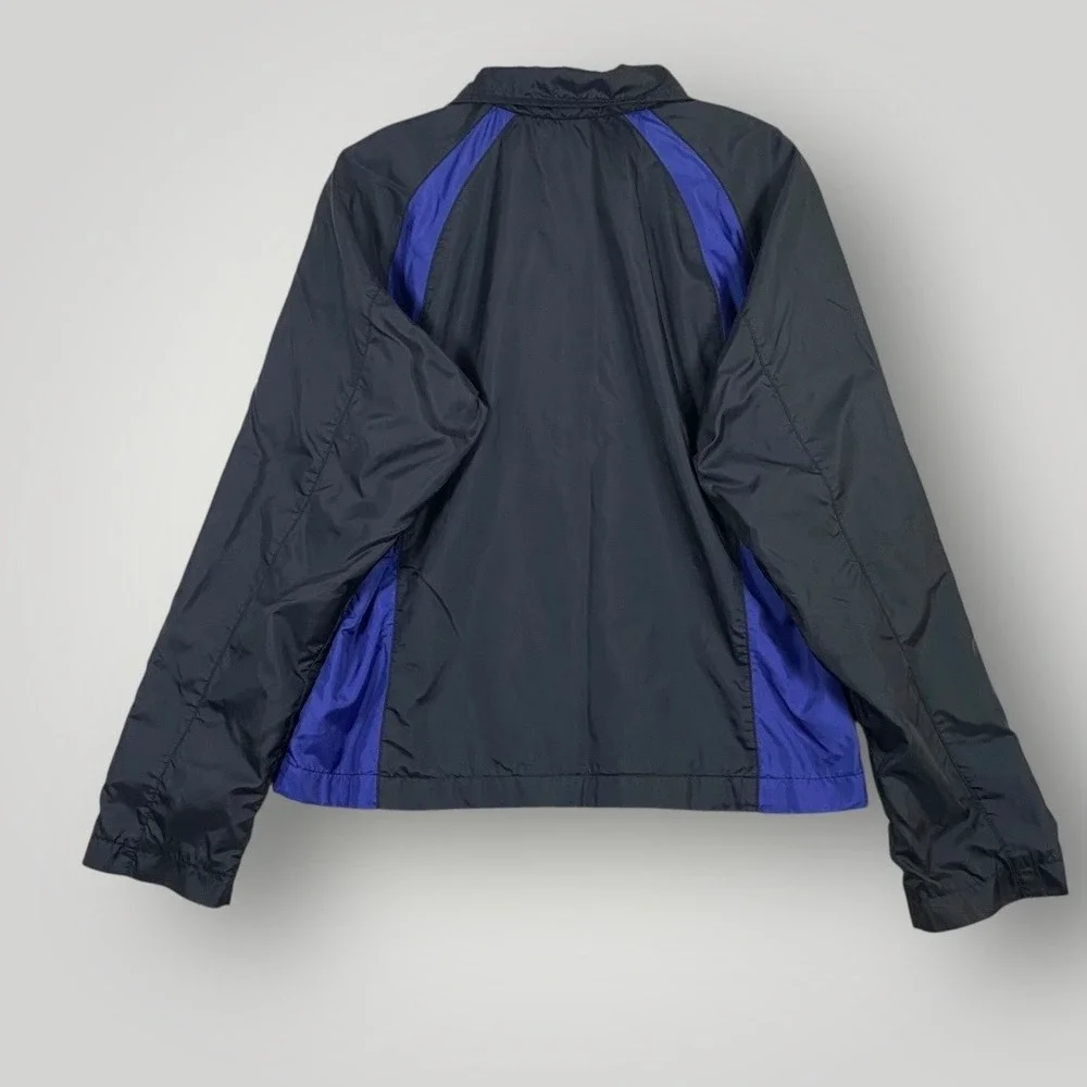 Nike Jacket womens Large Black Blue Full‎ Zip Windbreaker Mesh Lined Pockets 90s